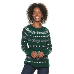 {Sonoma} Green Fairisle Pattern Pullover Sweater